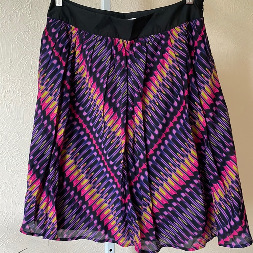 DKNY City geo colorful cotton midi flowy skirt